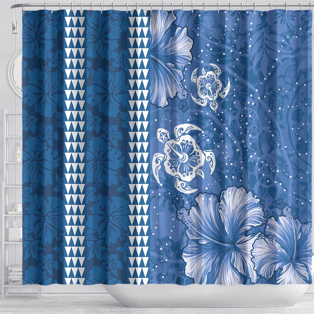 Blue Hibiscus Turle Shower Curtain Hawaiian Style Tribal Tapa Pattern LT9 - Polynesian Pride
