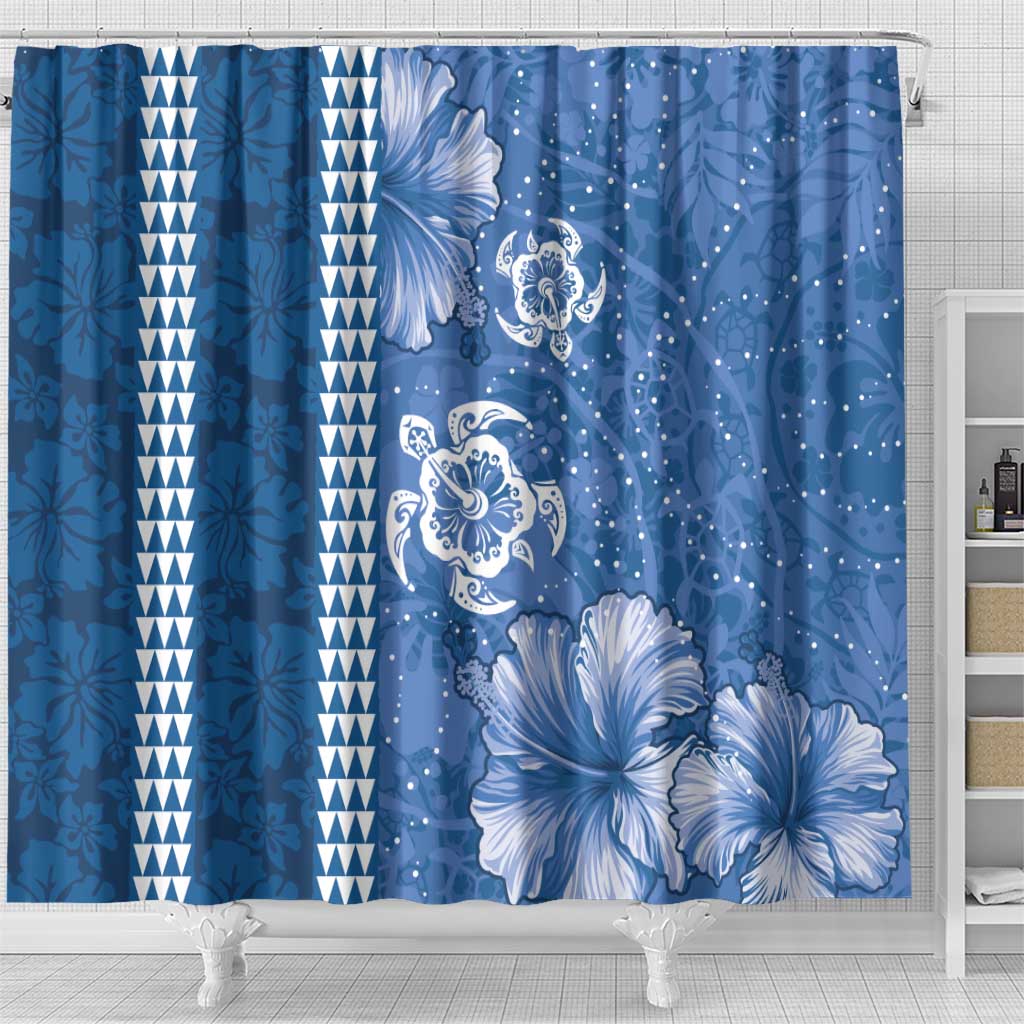 Blue Hibiscus Turle Shower Curtain Hawaiian Style Tribal Tapa Pattern LT9 - Polynesian Pride
