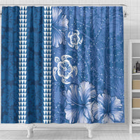 Blue Hibiscus Turle Shower Curtain Hawaiian Style Tribal Tapa Pattern LT9 - Polynesian Pride