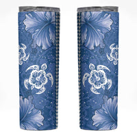 Blue Hibiscus Turle Skinny Tumbler Hawaiian Style Tribal Tapa Pattern