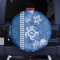 Blue Hibiscus Turle Spare Tire Cover Hawaiian Style Tribal Tapa Pattern