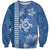 Blue Hibiscus Turle Sweatshirt Hawaiian Style Tribal Tapa Pattern