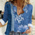 Blue Hibiscus Turle Women Casual Shirt Hawaiian Style Tribal Tapa Pattern