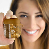 Gold Hibiscus Turle AirPods Case Hawaiian Style Tribal Tapa Pattern - Polynesian Pride