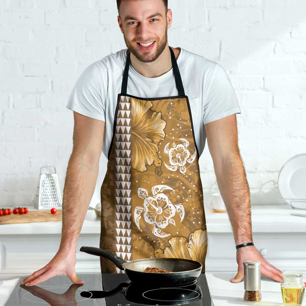Gold Hibiscus Turle Apron Hawaiian Style Tribal Tapa Pattern - Polynesian Pride