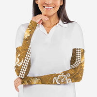 Gold Hibiscus Turle Arm Sleeves Hawaiian Style Tribal Tapa Pattern - Polynesian Pride