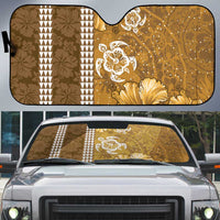 Gold Hibiscus Turle Auto Sun Shade Hawaiian Style Tribal Tapa Pattern - Polynesian Pride