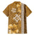 Gold Hibiscus Turle Family Matching Long Sleeve Bodycon Dress and Hawaiian Shirt Hawaiian Style Tribal Tapa Pattern