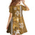 Gold Hibiscus Turle Family Matching Off Shoulder Short Dress and Hawaiian Shirt Hawaiian Style Tribal Tapa Pattern