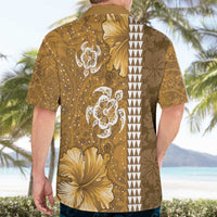 Gold Hibiscus Turle Hawaiian Shirt Hawaiian Style Tribal Tapa Pattern