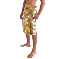 Gold Hibiscus Turle Lavalava Hawaiian Style Tribal Tapa Pattern