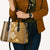 Gold Hibiscus Turle Leather Bag Hawaiian Style Tribal Tapa Pattern - Polynesian Pride