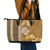 Gold Hibiscus Turle Leather Tote Bag Hawaiian Style Tribal Tapa Pattern