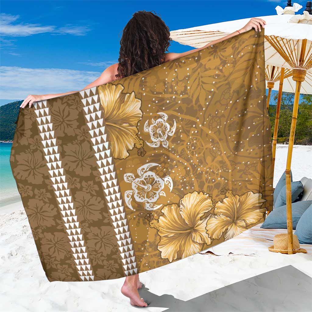 Gold Hibiscus Turle Sarong Hawaiian Style Tribal Tapa Pattern LT9 One Size 44 x 66 inches Gold - Polynesian Pride