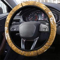 Gold Hibiscus Turle Steering Wheel Cover Hawaiian Style Tribal Tapa Pattern