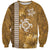 Gold Hibiscus Turle Sweatshirt Hawaiian Style Tribal Tapa Pattern