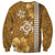 Gold Hibiscus Turle Sweatshirt Hawaiian Style Tribal Tapa Pattern