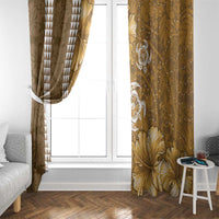 Gold Hibiscus Turle Window Curtain Hawaiian Style Tribal Tapa Pattern