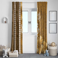 Gold Hibiscus Turle Window Curtain Hawaiian Style Tribal Tapa Pattern