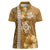 Gold Hibiscus Turle Women Polo Shirt Hawaiian Style Tribal Tapa Pattern
