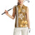 Gold Hibiscus Turle Women Sleeveless Polo Shirt Hawaiian Style Tribal Tapa Pattern
