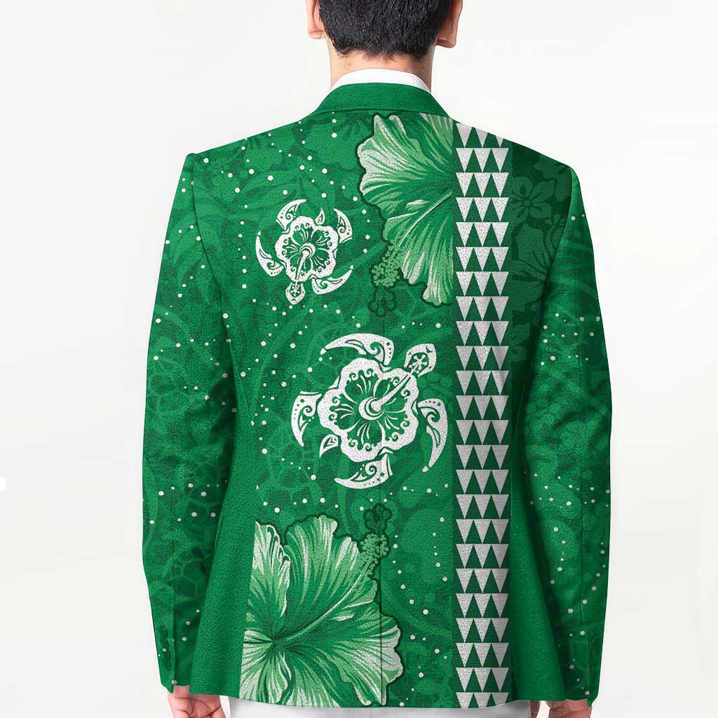 Green Hibiscus Turle Blazer Hawaiian Style Tribal Tapa Pattern - Polynesian Pride