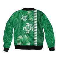 Green Hibiscus Turle Bomber Jacket Hawaiian Style Tribal Tapa Pattern LT9 - Polynesian Pride