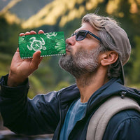 Green Hibiscus Turle 4 in 1 Can Cooler Tumbler Hawaiian Style Tribal Tapa Pattern