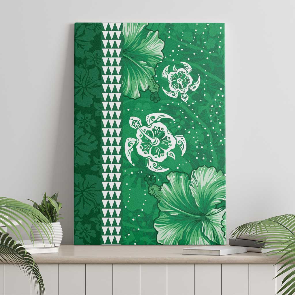 Green Hibiscus Turle Canvas Wall Art Hawaiian Style Tribal Tapa Pattern LT9 - Polynesian Pride