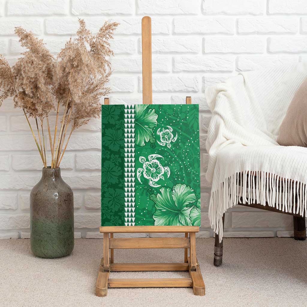 Green Hibiscus Turle Canvas Wall Art Hawaiian Style Tribal Tapa Pattern LT9 - Polynesian Pride