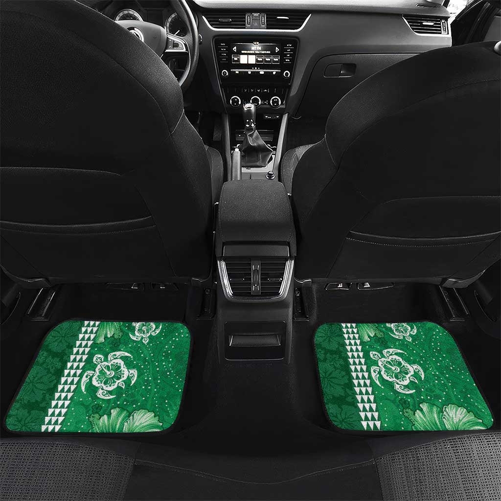 Green Hibiscus Turle Car Mats Hawaiian Style Tribal Tapa Pattern