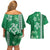 Green Hibiscus Turle Couples Matching Off Shoulder Short Dress and Hawaiian Shirt Hawaiian Style Tribal Tapa Pattern