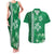 Green Hibiscus Turle Couples Matching Tank Maxi Dress and Hawaiian Shirt Hawaiian Style Tribal Tapa Pattern