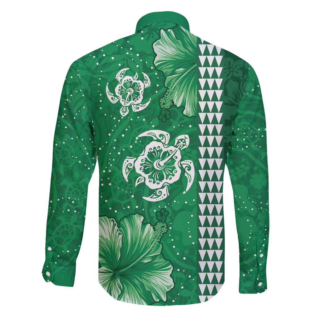 Green Hibiscus Turle Family Matching Mermaid Dress and Hawaiian Shirt Hawaiian Style Tribal Tapa Pattern LT9 - Polynesian Pride