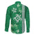 Green Hibiscus Turle Family Matching Off The Shoulder Long Sleeve Dress and Hawaiian Shirt Hawaiian Style Tribal Tapa Pattern
