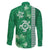 Green Hibiscus Turle Family Matching Summer Maxi Dress and Hawaiian Shirt Hawaiian Style Tribal Tapa Pattern