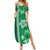 Green Hibiscus Turle Family Matching Summer Maxi Dress and Hawaiian Shirt Hawaiian Style Tribal Tapa Pattern