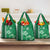 Green Hibiscus Turle Grocery Bag Hawaiian Style Tribal Tapa Pattern