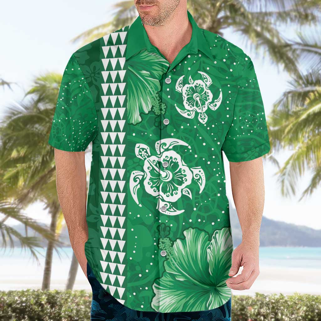 Green Hibiscus Turle Hawaiian Shirt Hawaiian Style Tribal Tapa Pattern