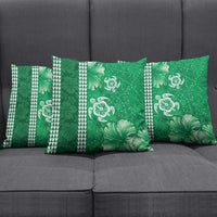 Green Hibiscus Turle Pillow Cover Hawaiian Style Tribal Tapa Pattern - Polynesian Pride
