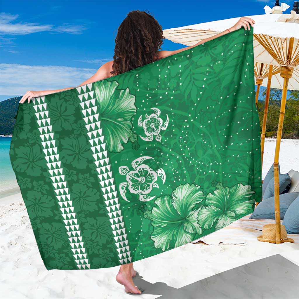 Green Hibiscus Turle Sarong Hawaiian Style Tribal Tapa Pattern LT9 One Size 44 x 66 inches Green - Polynesian Pride