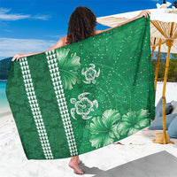 Green Hibiscus Turle Sarong Hawaiian Style Tribal Tapa Pattern