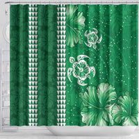 Green Hibiscus Turle Shower Curtain Hawaiian Style Tribal Tapa Pattern LT9 - Polynesian Pride