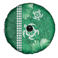 Green Hibiscus Turle Spare Tire Cover Hawaiian Style Tribal Tapa Pattern