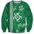 Green Hibiscus Turle Sweatshirt Hawaiian Style Tribal Tapa Pattern