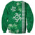 Green Hibiscus Turle Sweatshirt Hawaiian Style Tribal Tapa Pattern
