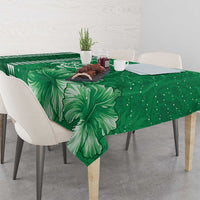 Green Hibiscus Turle Tablecloth Hawaiian Style Tribal Tapa Pattern