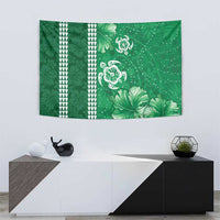 Green Hibiscus Turle Tapestry Hawaiian Style Tribal Tapa Pattern
