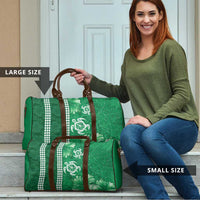 Green Hibiscus Turle Travel Bag Hawaiian Style Tribal Tapa Pattern - Polynesian Pride