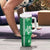 Green Hibiscus Turle Tumbler With Handle Hawaiian Style Tribal Tapa Pattern